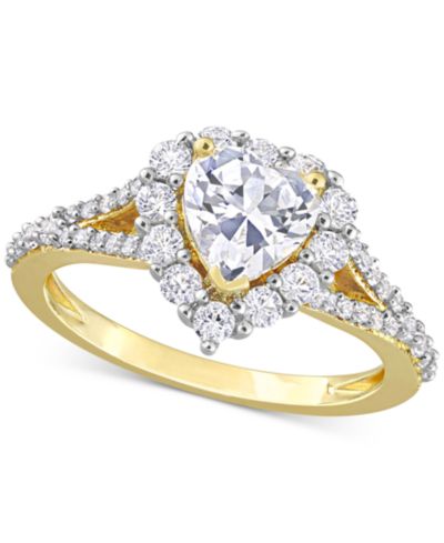Кольцо с белым сапфиром Lab-Grown Heart (2-2/5 ct. t.w.) в Yellow-Plated Sterling Silver