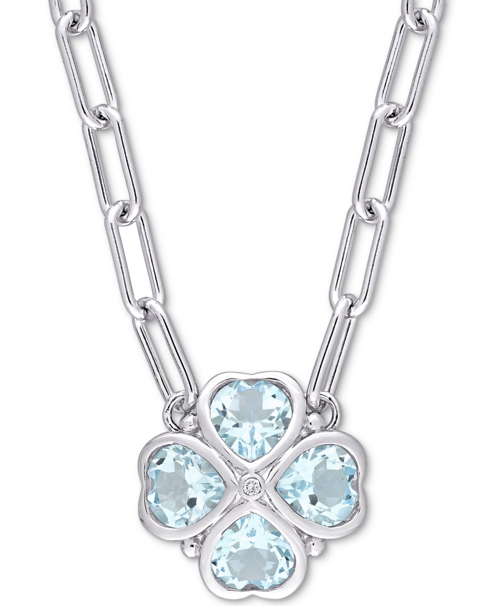 Подвеска-ожерелье с голубым топазом (3-7/8 ct. t.w.) и бриллиантовым акцентом в форме сердца и цветка 18" из стерлингового серебра