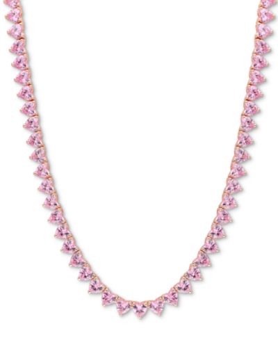 Серьга-колье с розовым сапфиром Heart All-Around 18" (31-1/2 ct. t.w.) в розовом позолоченном стерлинговом серебре