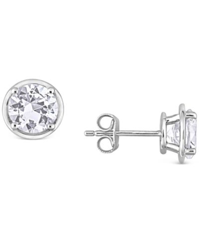 Серьги-гвоздики с белым сапфиром Lab-Grown (3-1/4 ct. t.w.) из стерлингового серебра