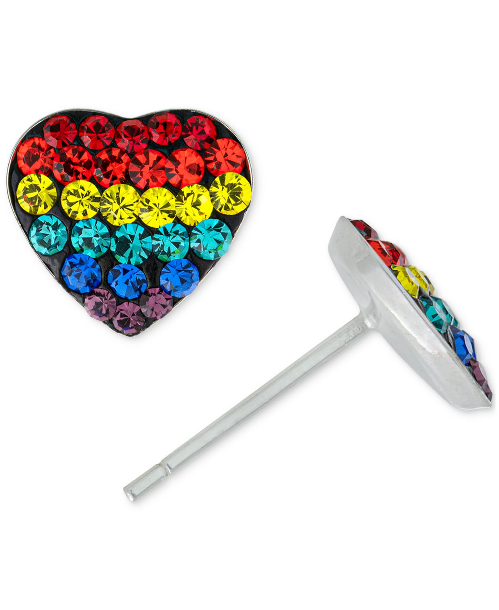 Серьги-гвоздики Giani Bernini Crystal Rainbow Heart в стерлинговом серебре
