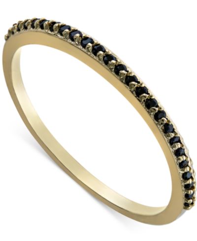 Giani Bernini Black Spinel Narrow Band in 18k Gold-Plated Sterling Silver, Created for Macy's