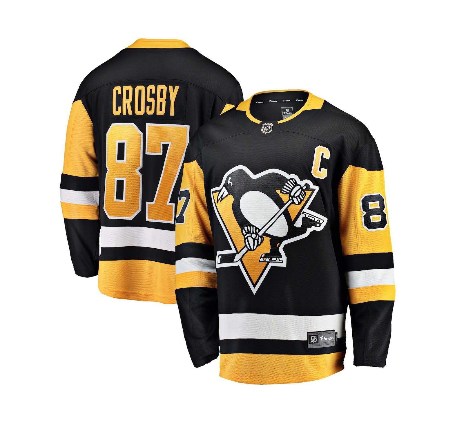 Мужская джерси Fanatics Sidney Crosby Pittsburgh Penguins Captain Patch Home Breakaway Jersey, Black