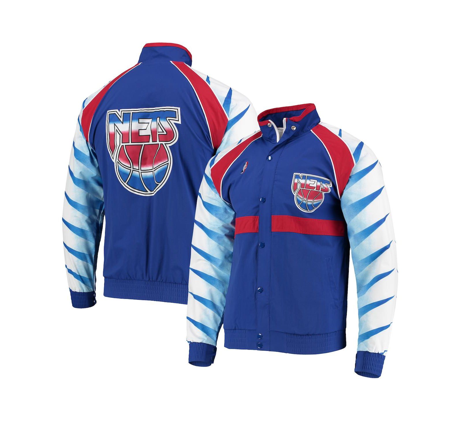 Мужская куртка Mitchell & Ness Blue New Jersey Nets Hardwood Classics Authentic Warm-Up Raglan Full-Zip Jacket