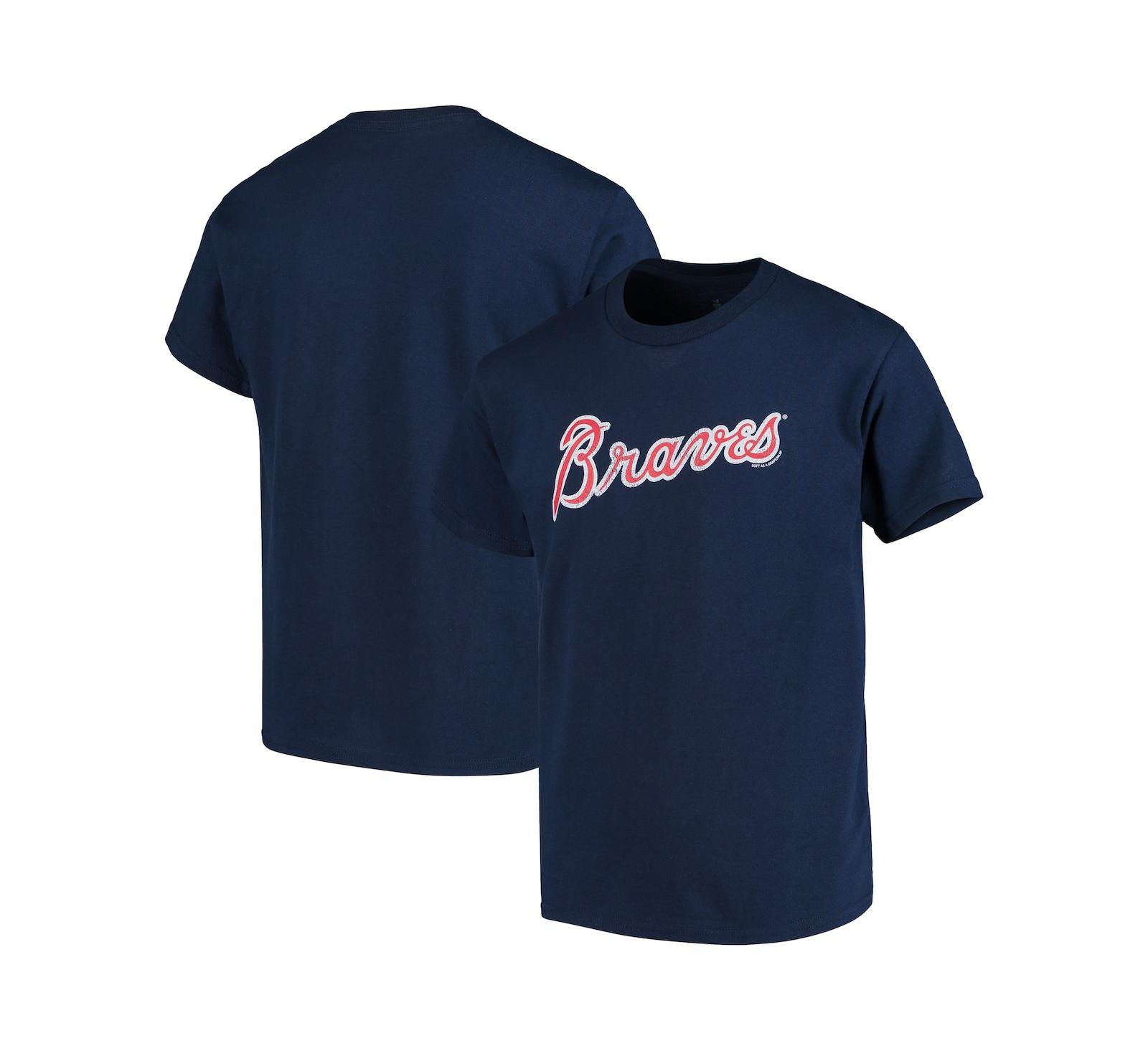 Soft As A Grape Детская футболка Atlanta Braves Distressed Logo - Navy Blue