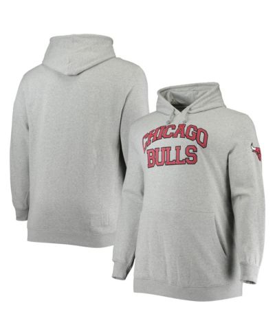 Мужское худи Mitchell & Ness Chicago Bulls Hardwood Classics Big and Tall Throwback Pullover серого цвета