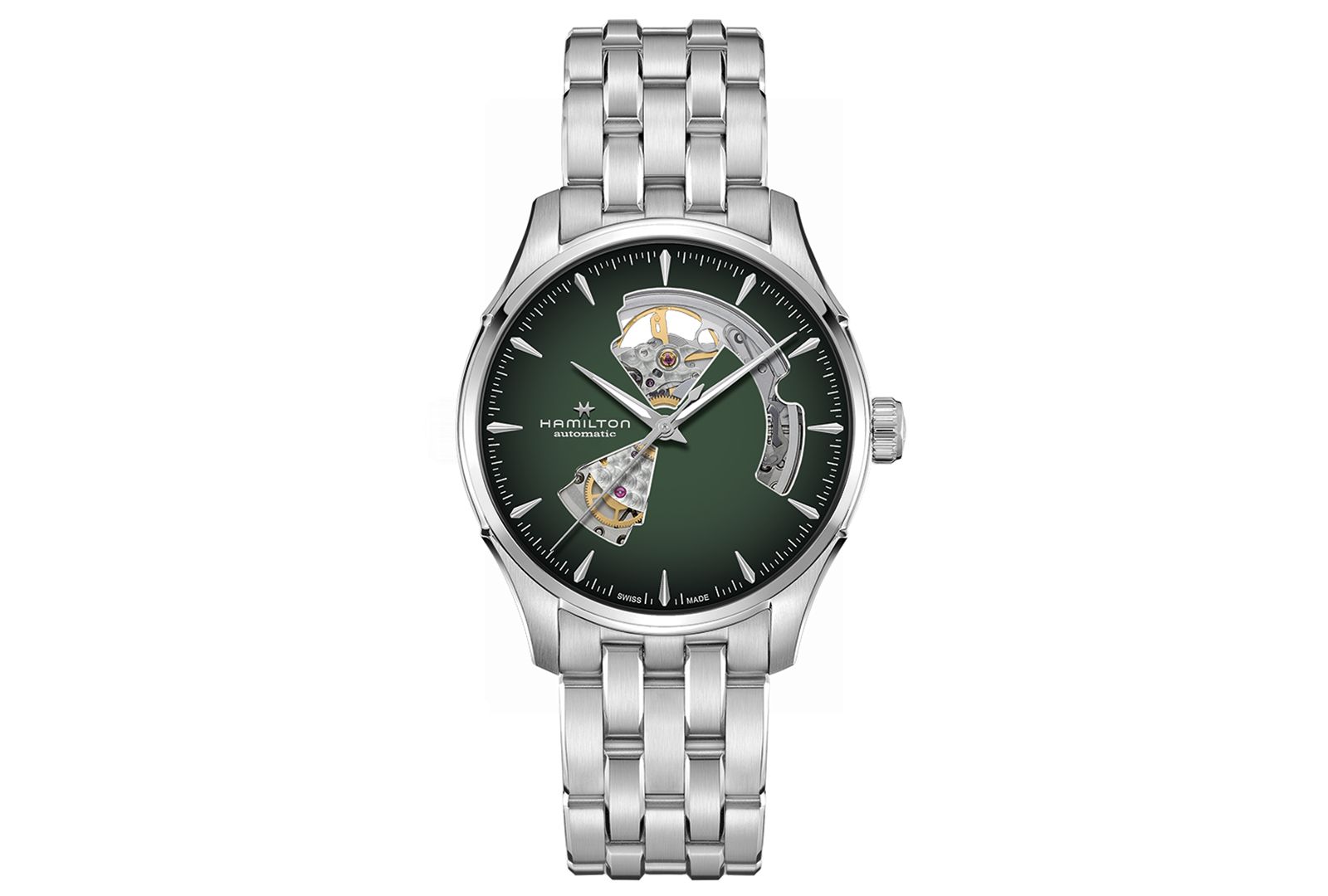 Hamilton Мужские автоматические часы Jazzmaster Open Heart в стальном браслете, 40mm
