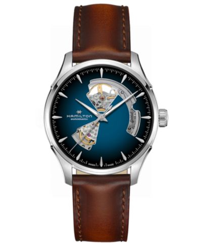 Hamilton Men's Automatic Jazzmaster Open Heart Smoked Blue Stainless Steel Strap Watch 40mm