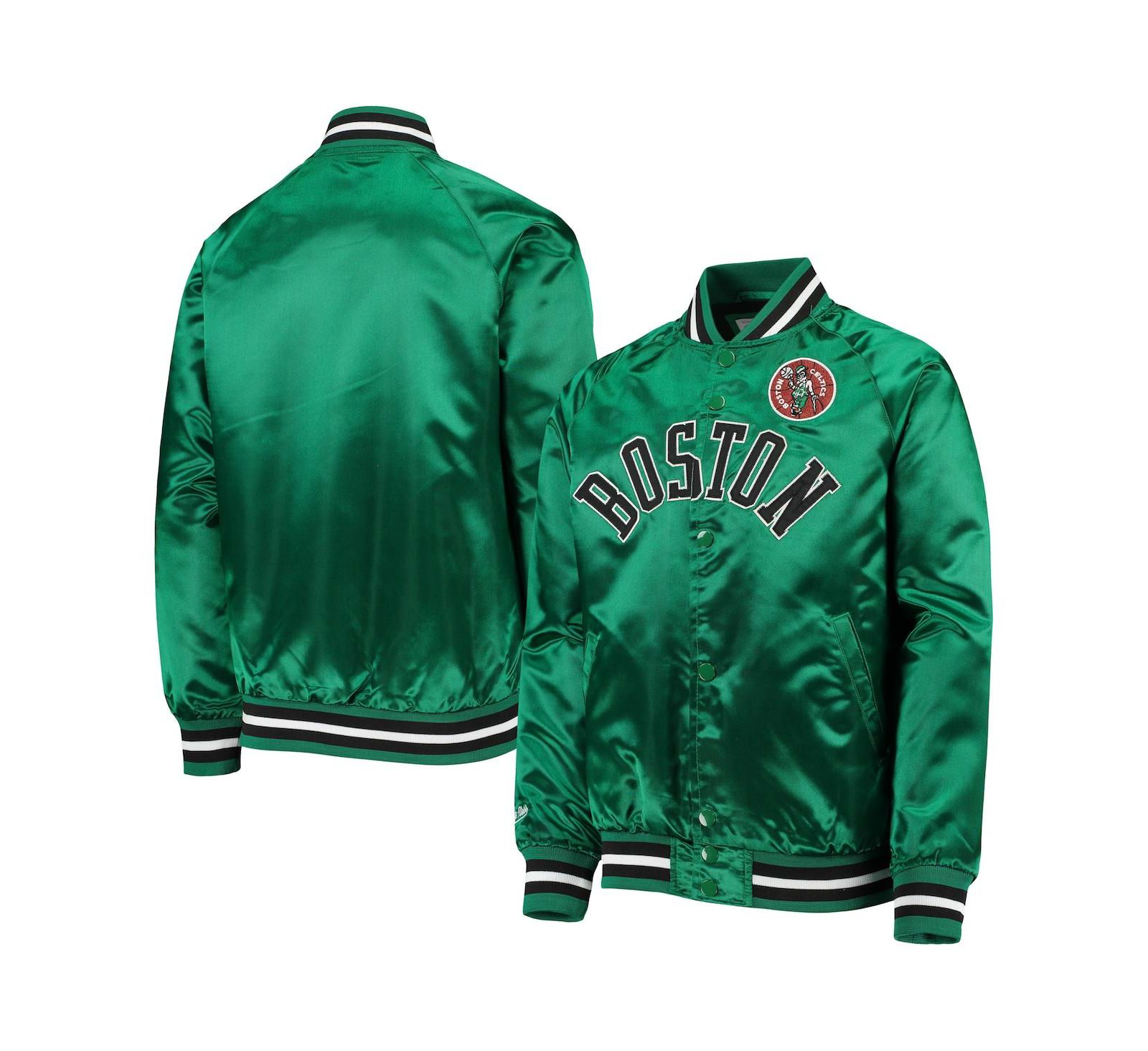 Детская куртка Mitchell & Ness Kelly Green Boston Celtics Hardwood Classics Satin Raglan Full-Snap