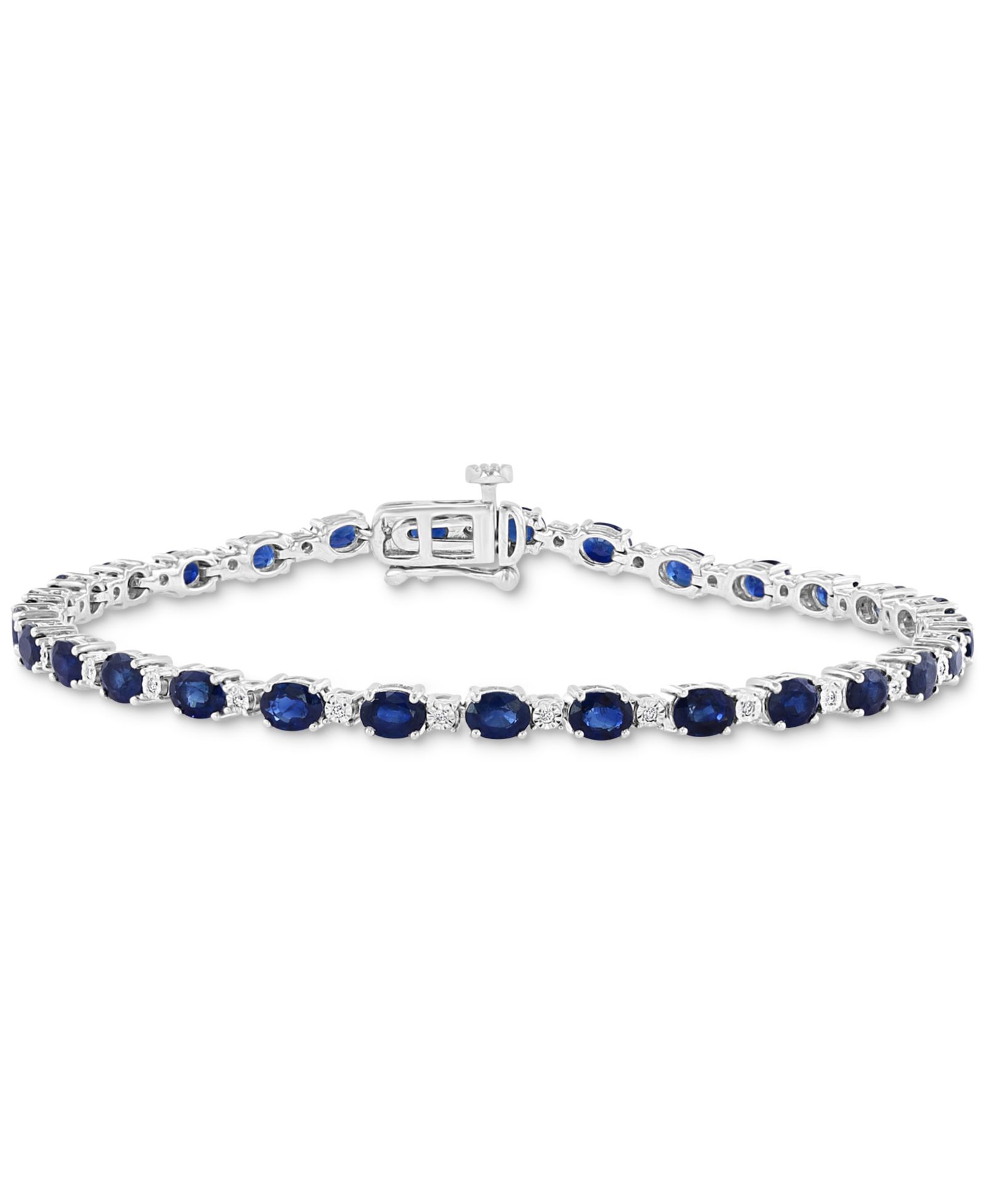 Браслет EFFY® Sapphire (6-7/8 ct. t.w.) & Diamond (1/20 ct. t.w.) Tennis в Sterling Silver
