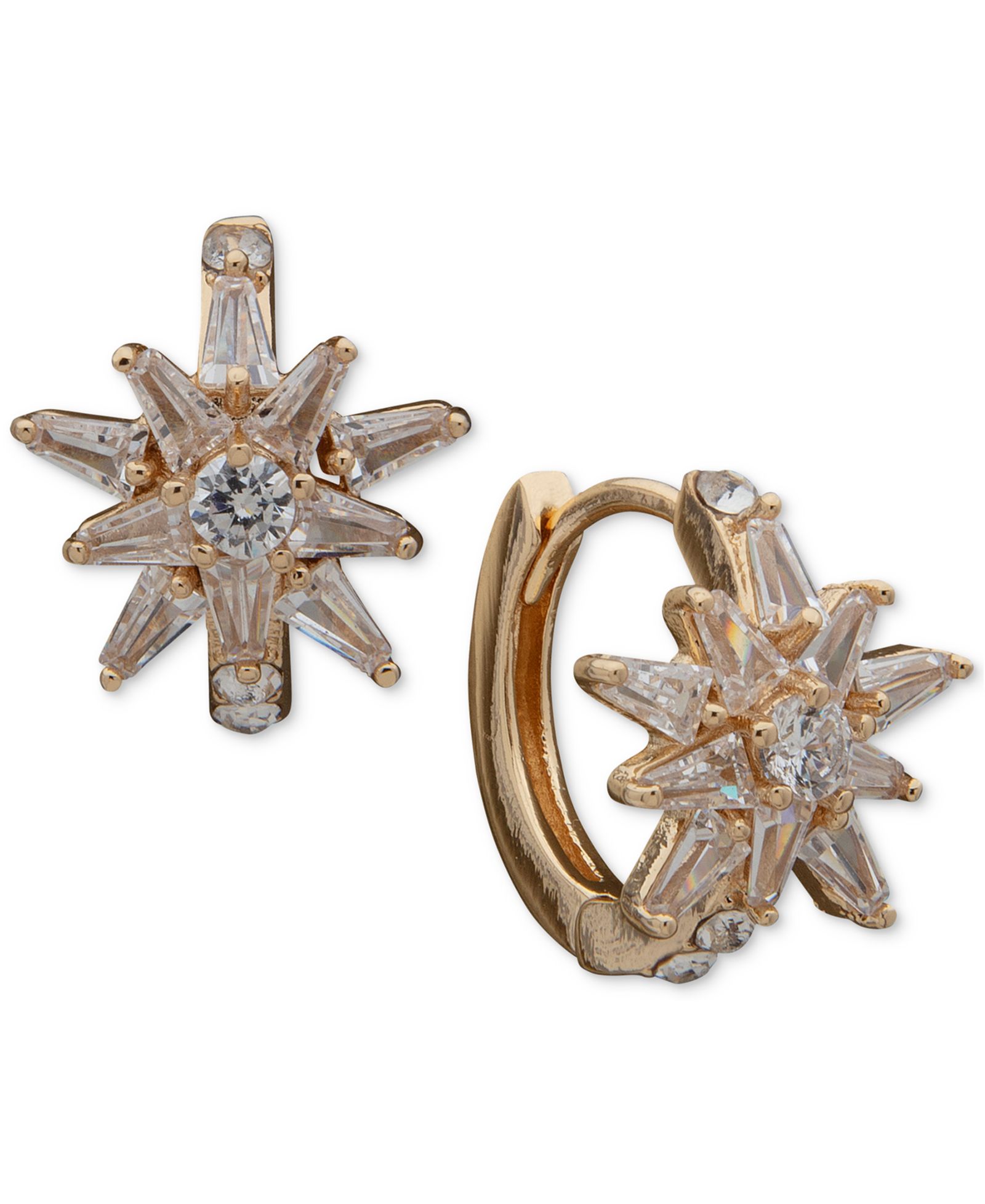 Серьги-кольца Anne Klein Gold-Tone Small Cubic Zirconia Starburst, 0.51"