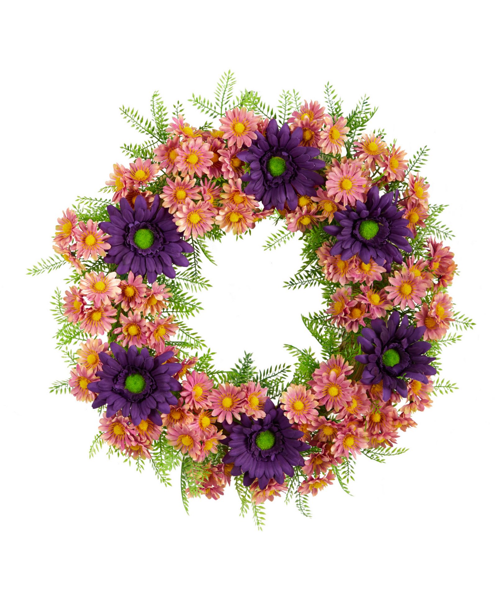 Декоративный венок с микс-ромашками, 21"