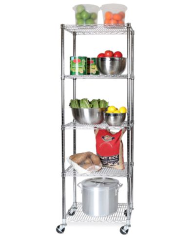 Seville Classics UltraDurable Commercial-Grade 5-Tier NSF-Certified Steel Wire Wheeled Shelving