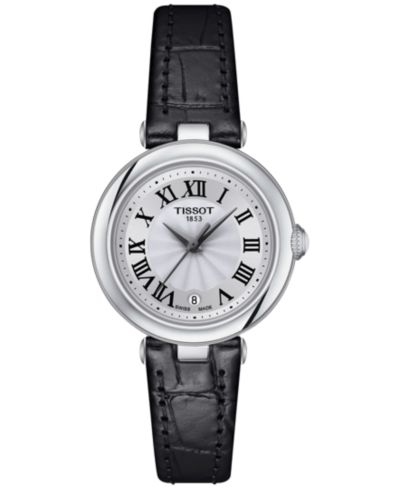 Tissot Женские швейцарские часы Bellissima, черный кожаный ремешок, 26mm