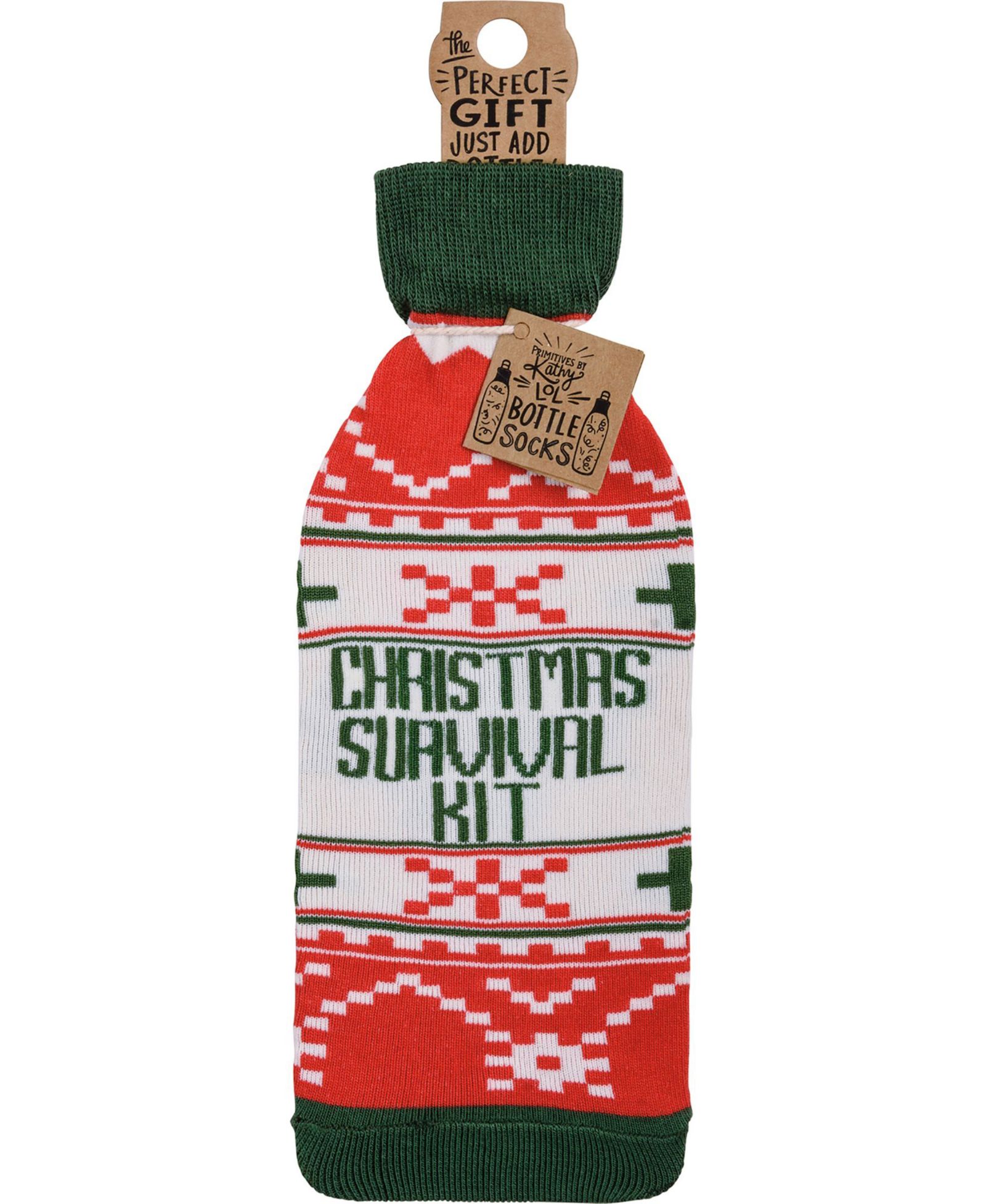 Primitives by Kathy декоративный носок для бутылки Christmas Survival Kit