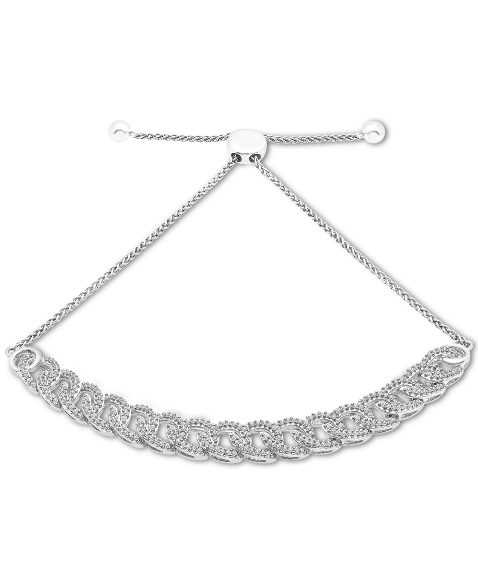 Wrapped™ Diamond Large Link Bolo Bracelet (1/2 ct. t.w.) in Sterling Silver or 14k Gold-Plated Sterling Silver, Created for Macy's