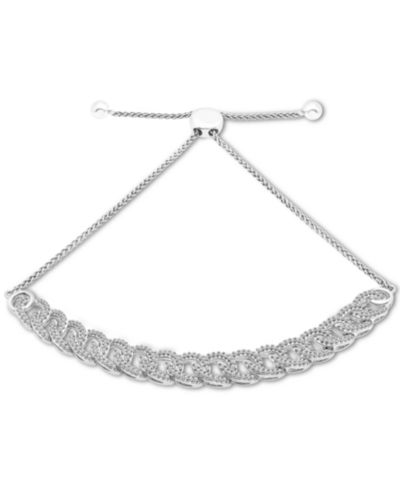 Wrapped™ Diamond Large Link Bolo Bracelet (1/2 ct. t.w.) in Sterling Silver or 14k Gold-Plated Sterling Silver, Created for Macy's