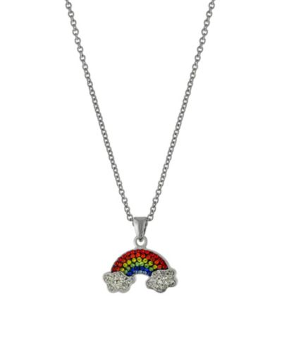 Women's Crystal Rainbow and Cloud Pendant Necklace