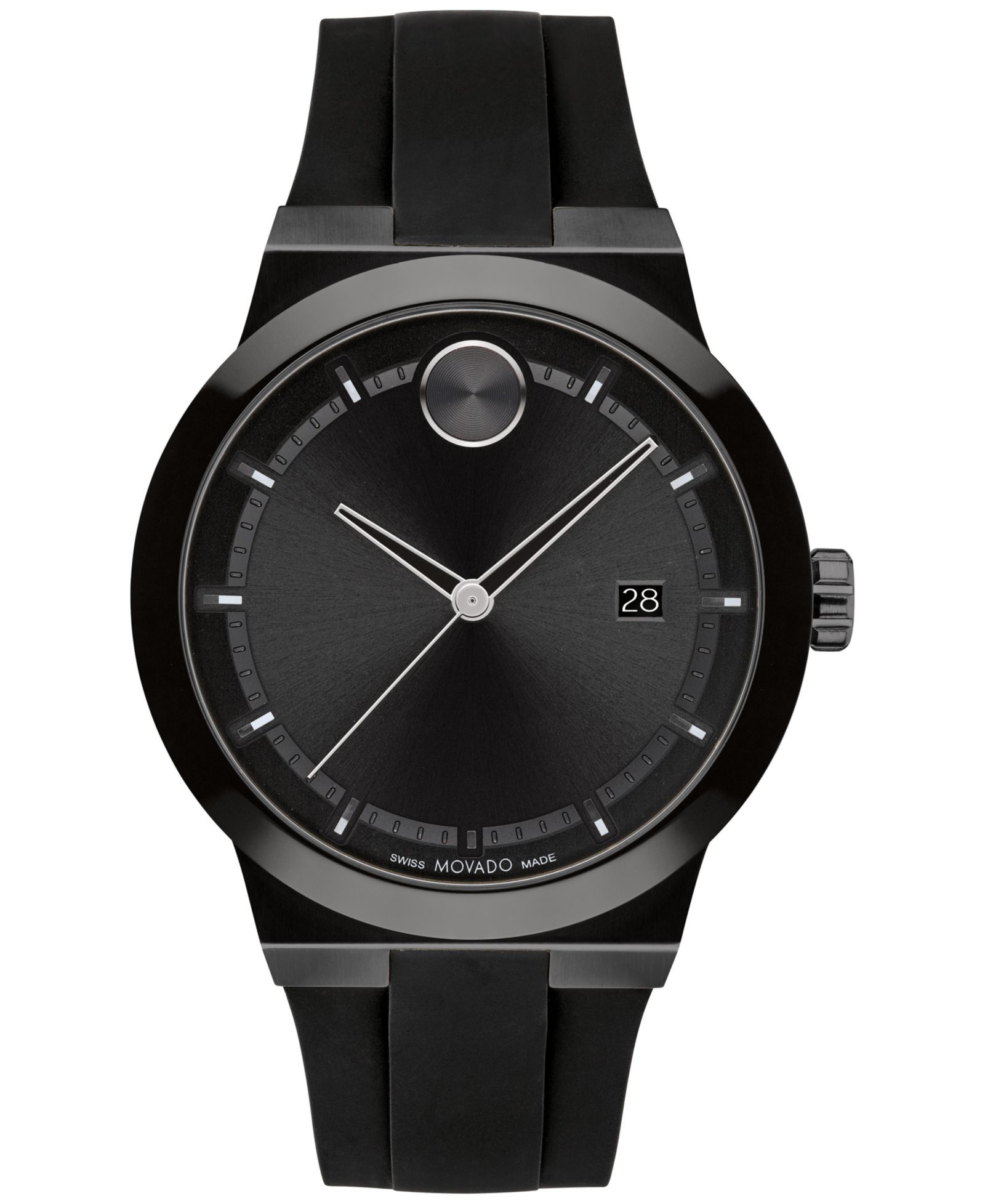 Movado Men's Swiss Fusion Bold Black Silicone Strap Watch 42mm