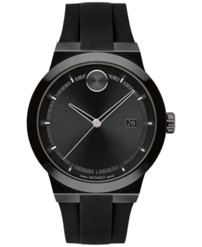 Мужские часы Movado Swiss Fusion Bold Black Silicone Strap 42mm