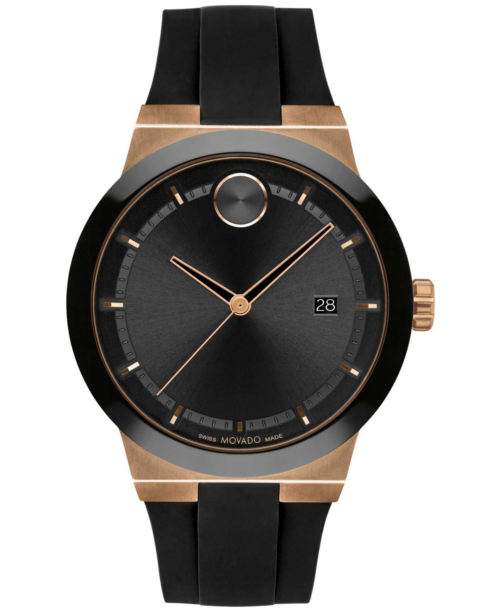 Мужские часы Movado Men's Swiss Fusion Bold Black Silicone Strap, 42mm