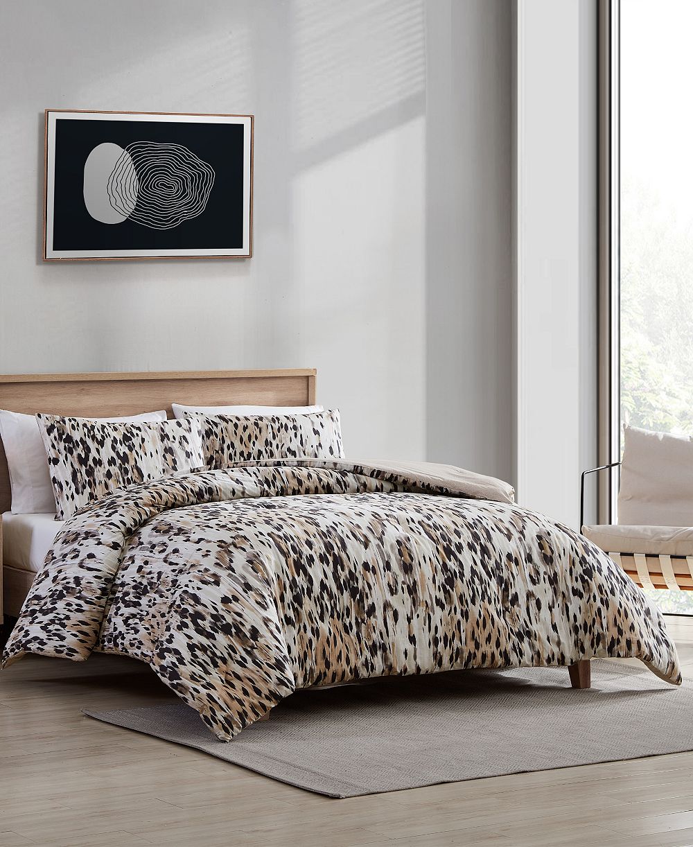 Kenneth Cole New York Abstract Leopard 3 Piece Comforter Set, Full/Queen
