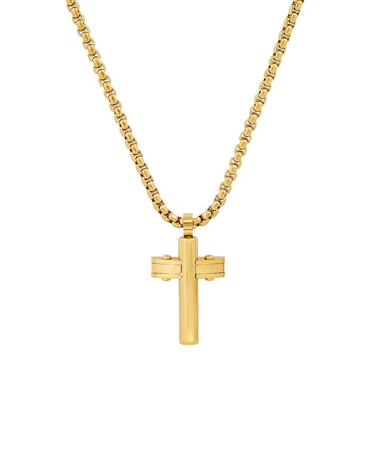 STEELTIME Men's 18k Gold Plated Stainless Steel Cross Pendant