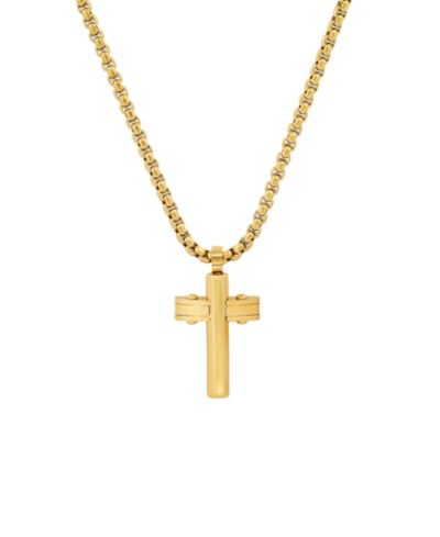 STEELTIME Men's 18k Gold Plated Stainless Steel Cross Pendant