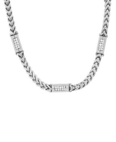 Мужское ожерелье STEELTIME Stainless Steel Wheat Chain and Simulated Diamonds Link