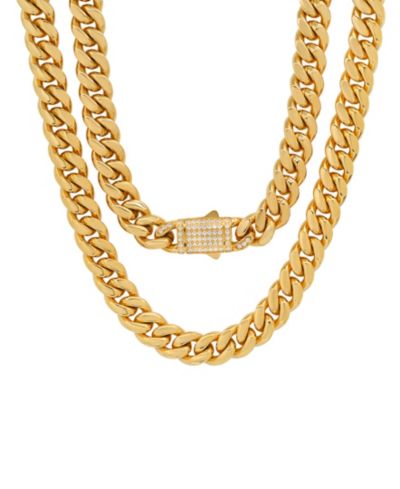 STEELTIME Мужская золотая цепь Cuban Link с имитацией бриллиантов