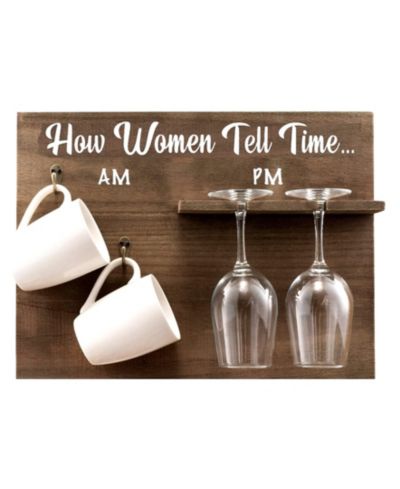 How Woman Настенная винная полка с бокалами и кружками, набор из 5 предметов