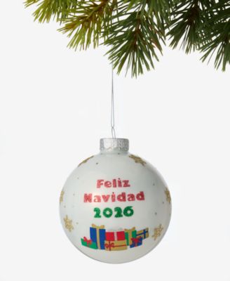 Holiday Lane Стеклянный елочный шар Feliz Navidad 2026