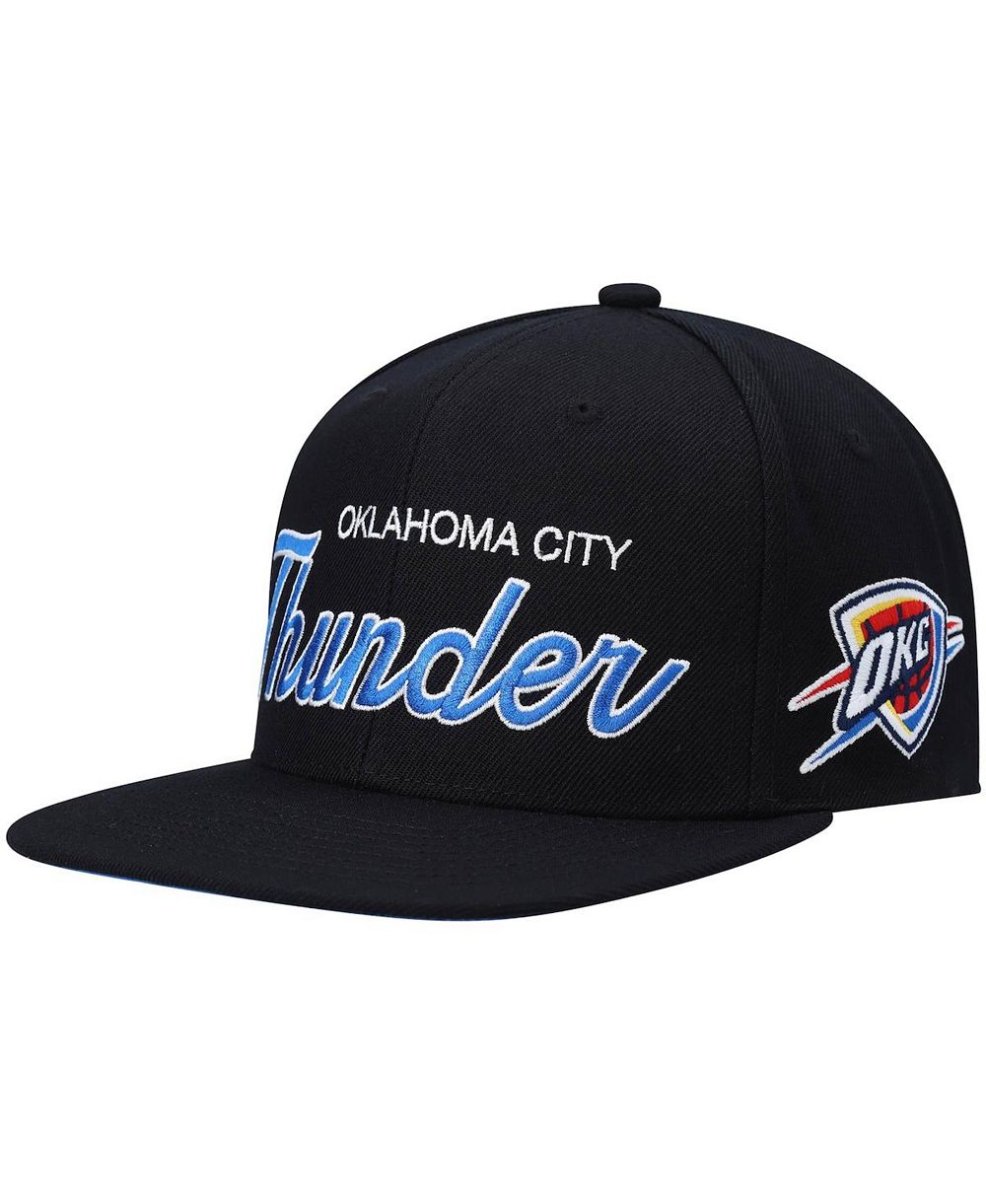 Мужская кепка Mitchell & Ness Black Oklahoma City Thunder Hardwood Classics Script 2.0 Snapback