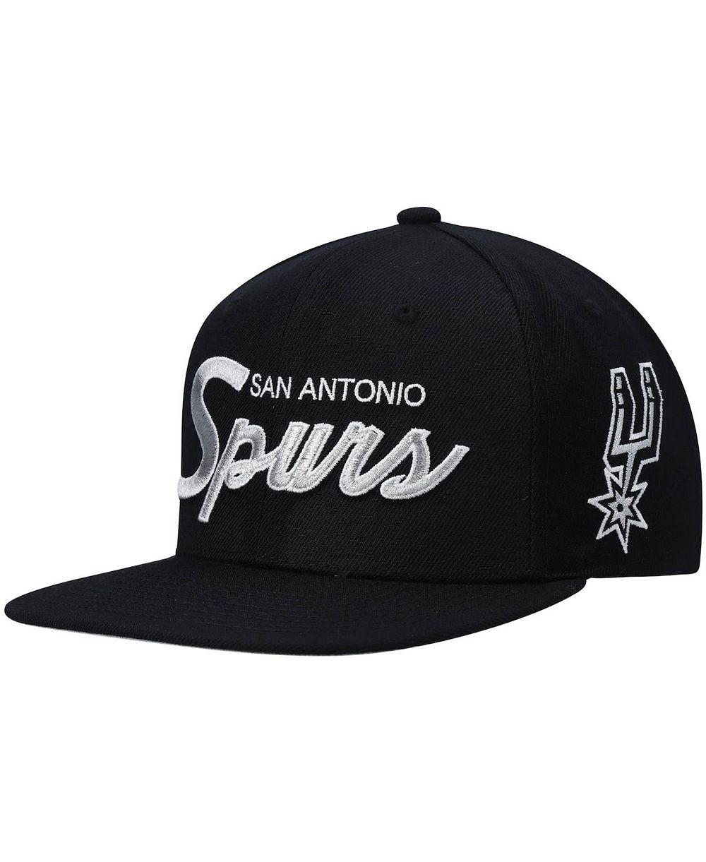 Мужская кепка Mitchell & Ness Black San Antonio Spurs Hardwood Classics Script 2.0 Snapback