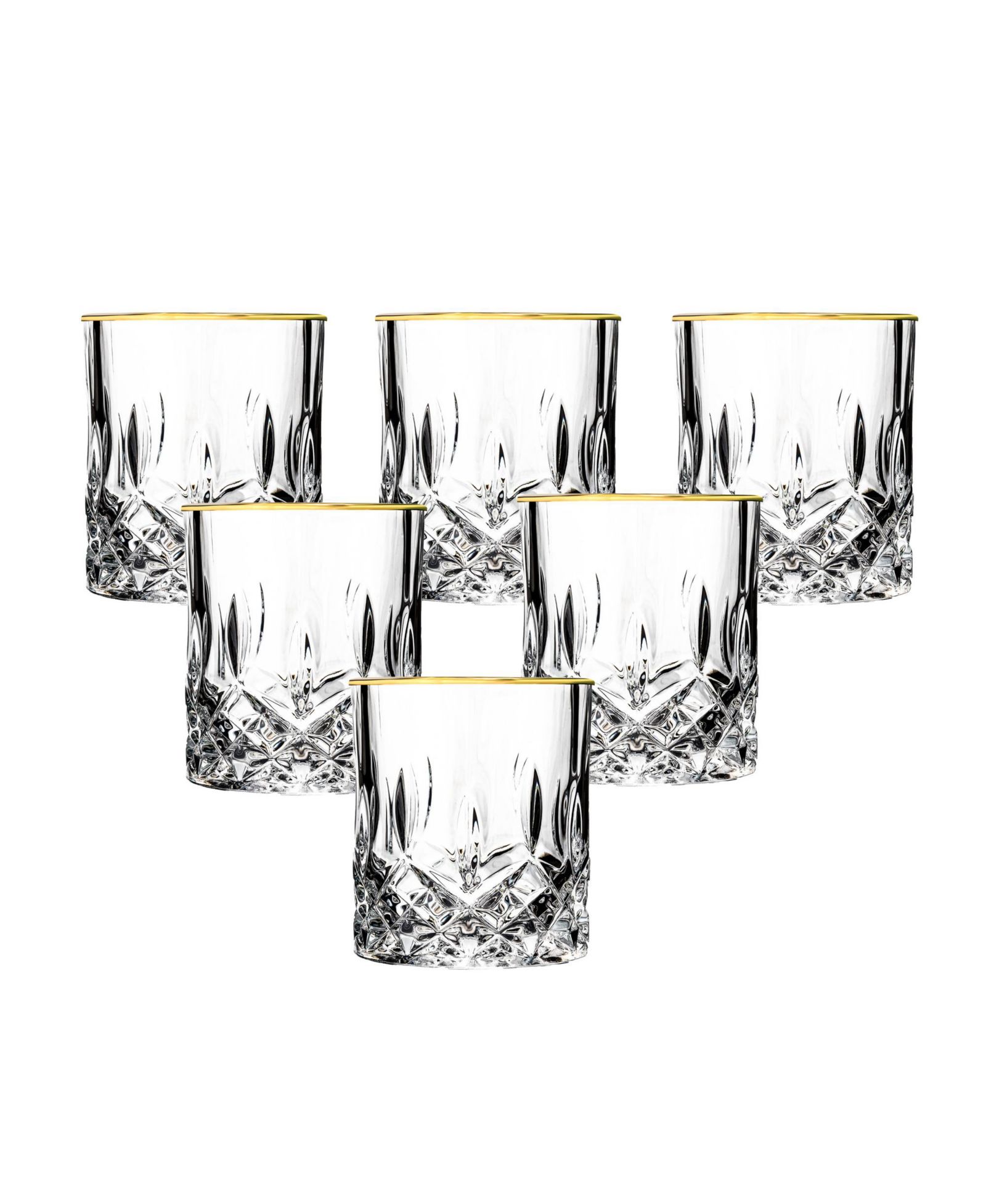Siena Collection 4 Piece Shot Glass with Gold Trim Set