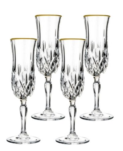 Opera Gold Rim Flute Glasses, Set of 4
