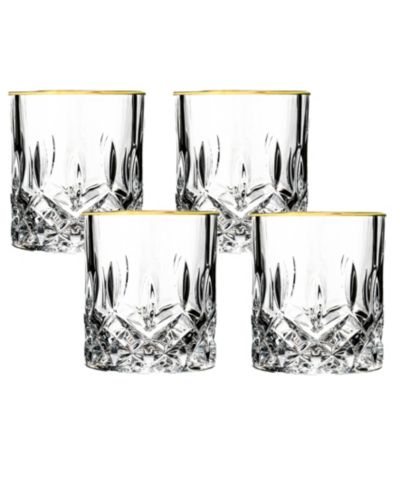Lorren Home Trends набор из 4 хрустальных стаканов Old Fashioned с золотым ободком, коллекция Opera Gold