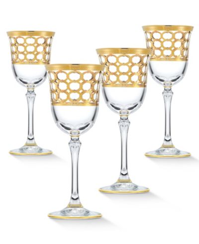 Набор из 4 бокалов Lorren Home Trends Infinity Gold Ring Red Wine Goblet