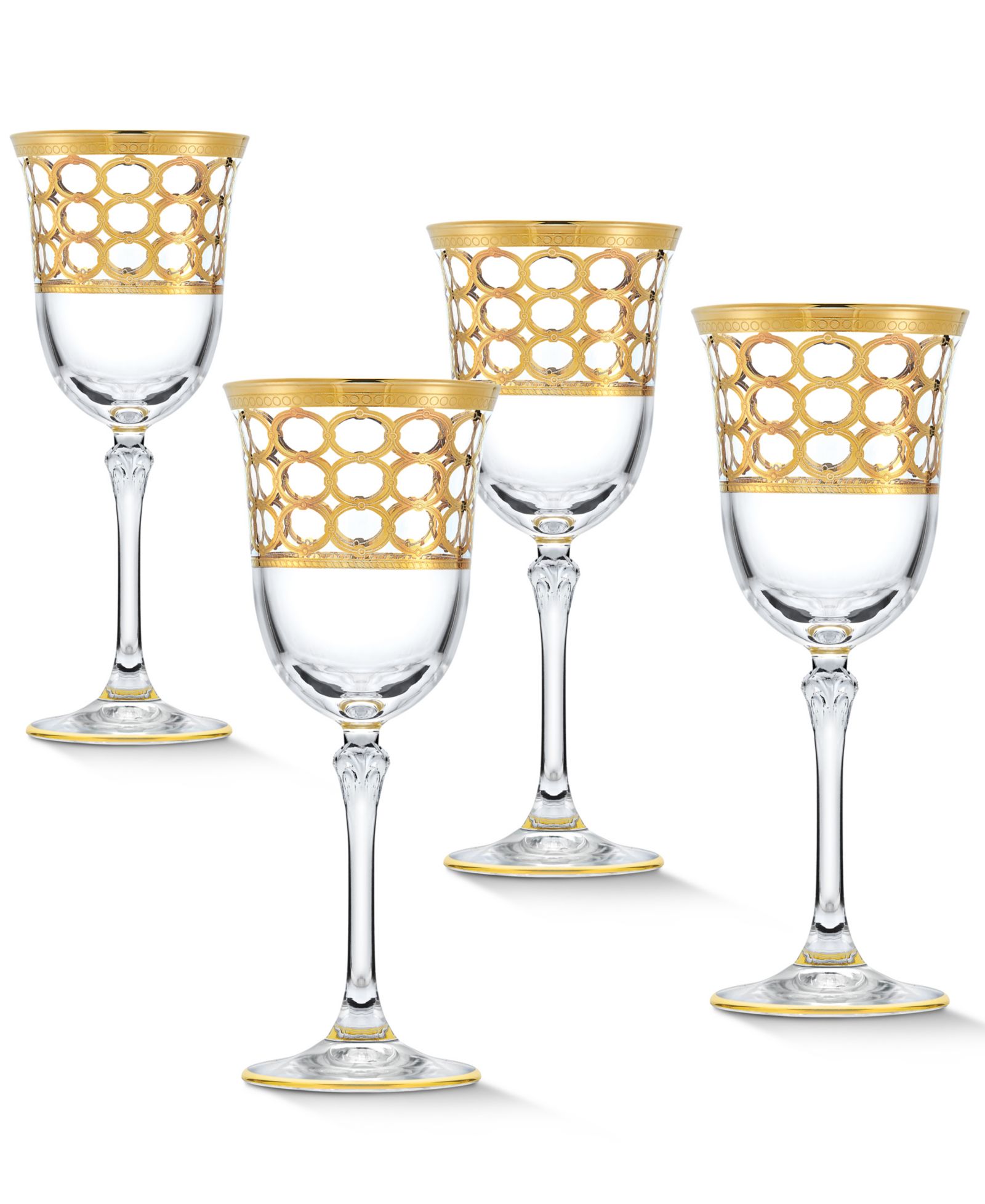 Lorren Home Trends Набор из 4 бокалов для вина Infinity Gold Ring, White