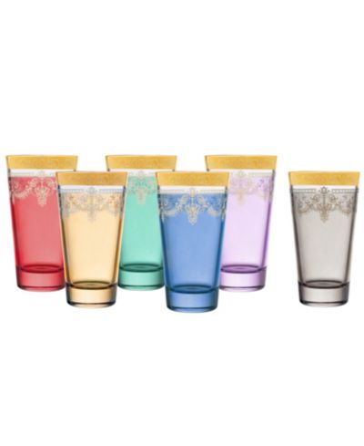 Lorren Home Trends Highball Gold Band Glasses, Set of 6