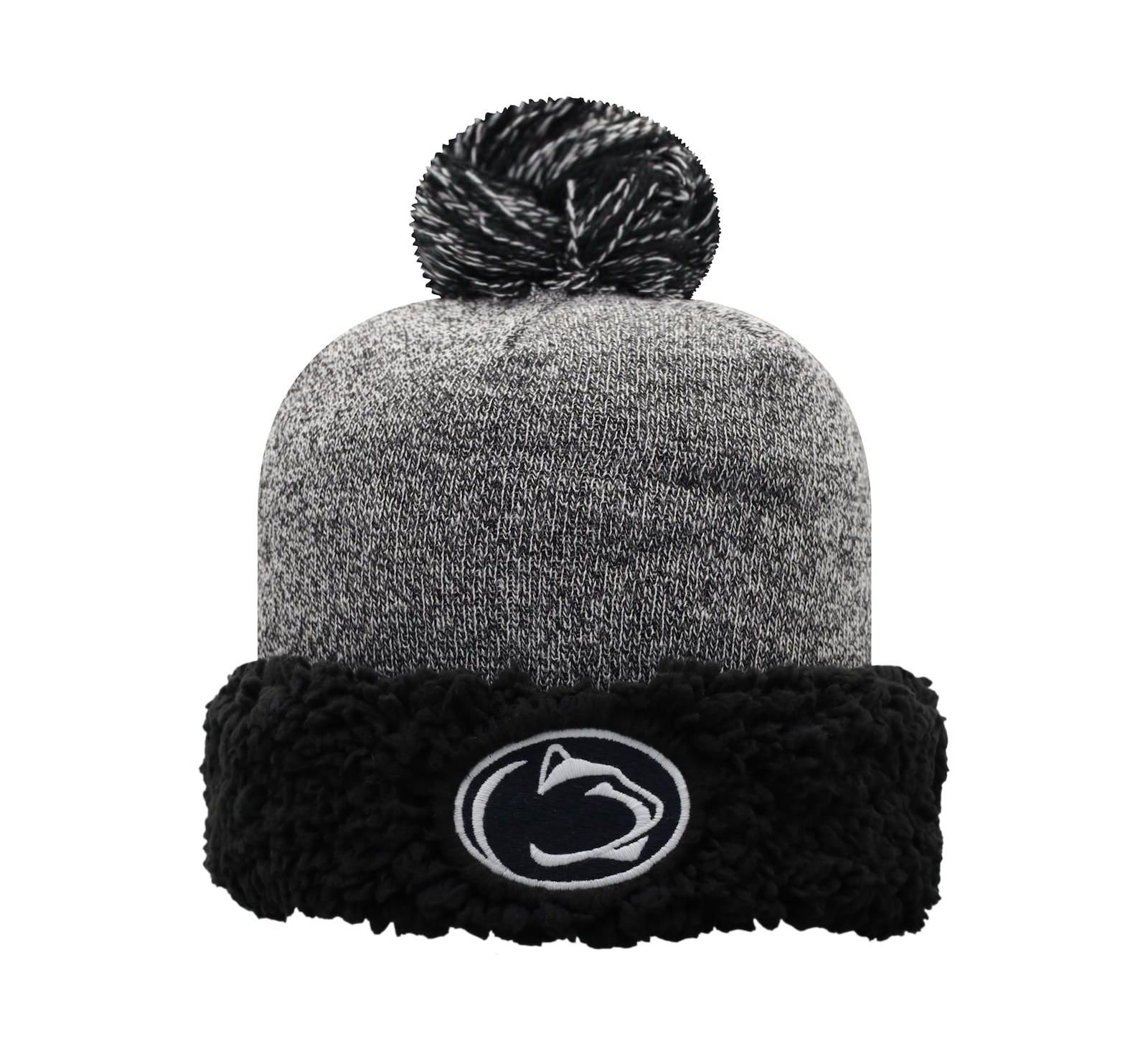 Женская вязаная шапка Top of the World Black Penn State Nittany Lions Snug Cuffed с помпоном