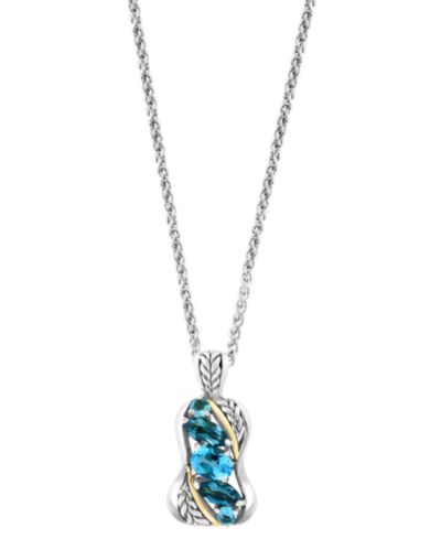 EFFY® Подвеска с голубым топазом, 18" (3 ct. t.w.), Sterling Silver & 18k Gold-Plate