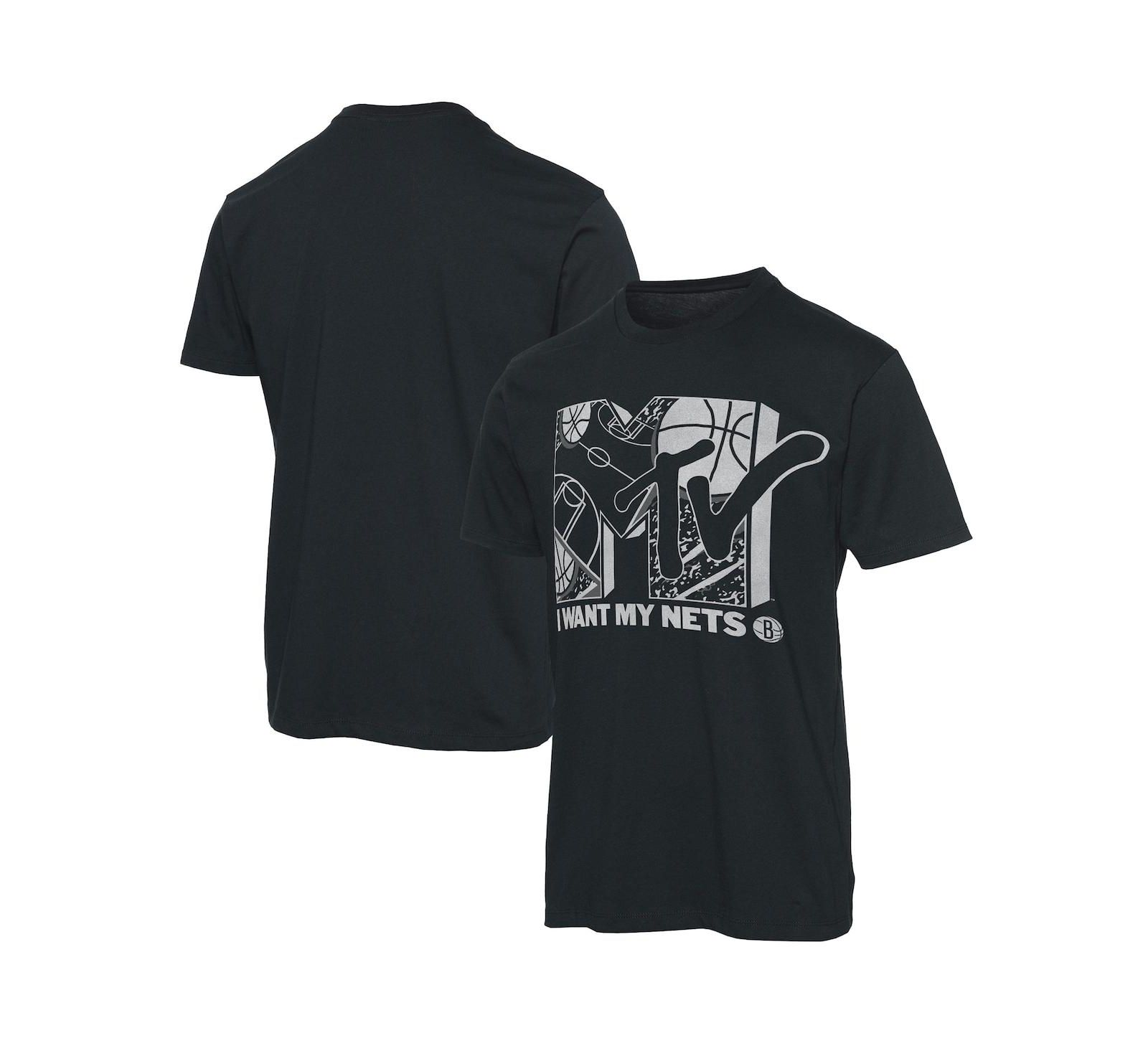 Мужская футболка Junk Food Black Brooklyn Nets NBA x MTV I Want My T-shirt