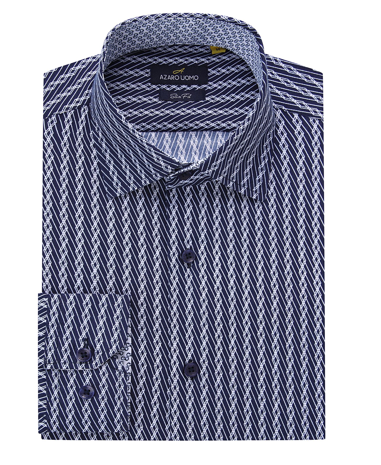 Мужская рубашка Azaro Uomo Business Geometric Long Sleeve Button Down
