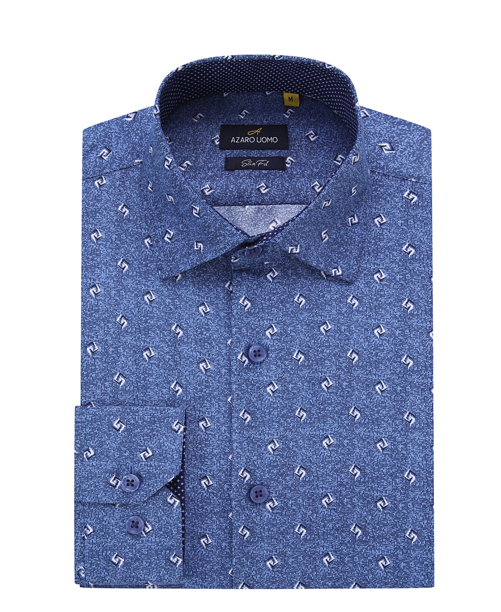 Мужская рубашка Azaro Uomo Business Geometric Long Sleeve Button Down