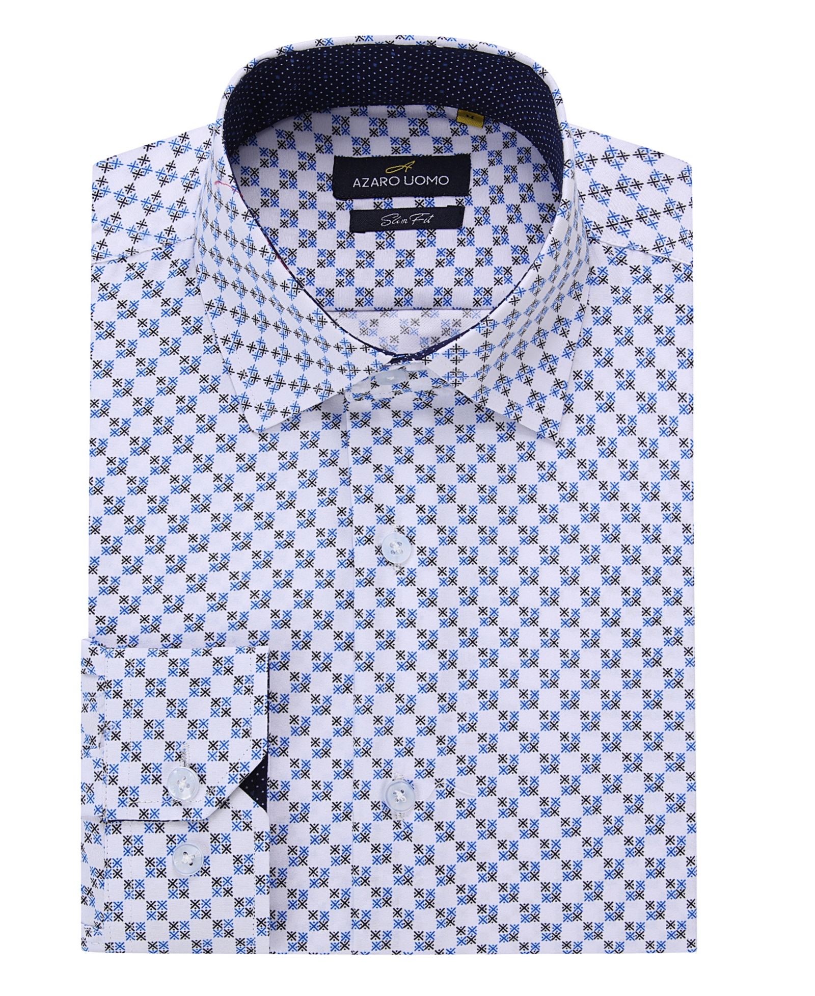 Men's Business Geometric Long Sleeve Button Down Shirt
