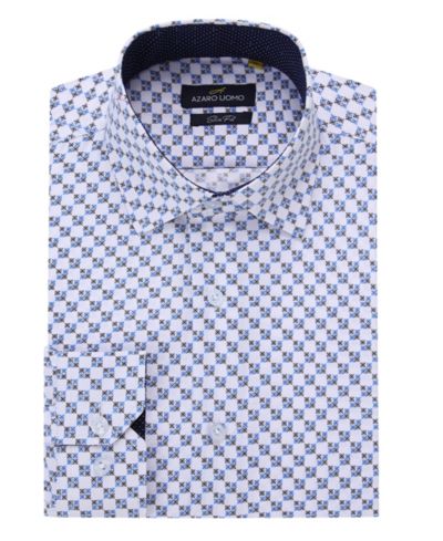 Men's Business Geometric Long Sleeve Button Down Shirt
