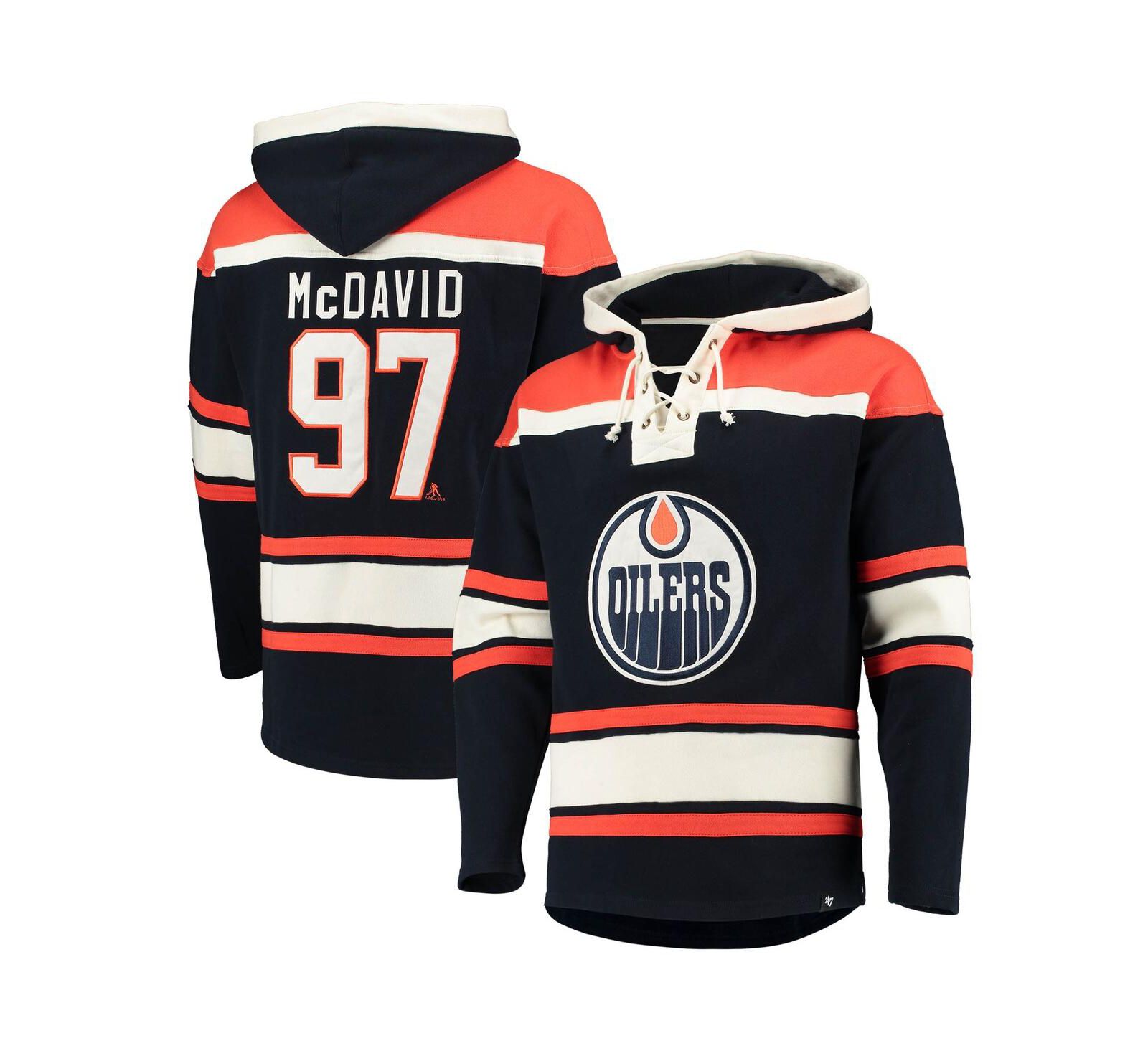Мужское худи '47 Connor Mcdavid Edmonton Oilers Player Name and Number Lacer Pullover, темно-синее