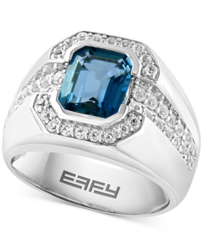 Кольцо EFFY® Men's London Blue Topaz & White Topaz в серебре