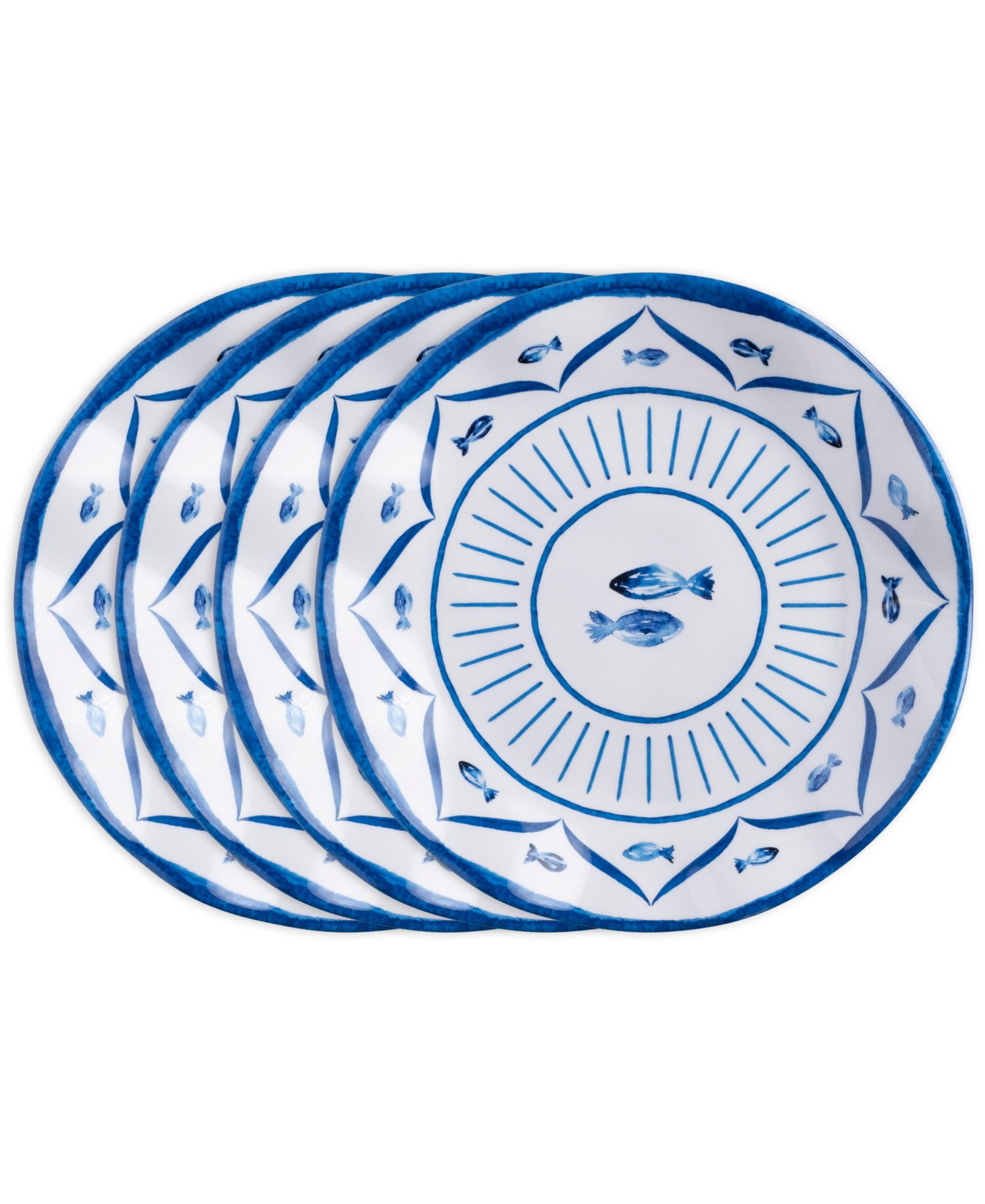 Q Squared Melamine Sardinia 8" Salad Plates, Set of 4